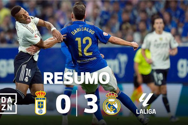 Mbappé carrega Real Madrid no passeio a Oviedo
