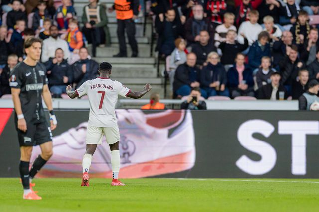 Ação de Franculino foi determinante no primeiro golo da vitória do Midtjylland na receção ao Sturm Graz, por 2-0