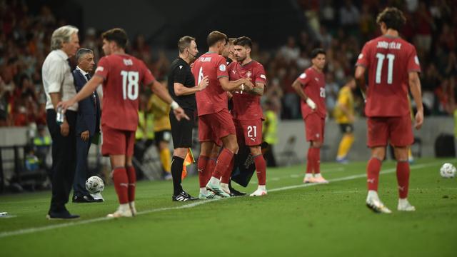 O momento em que Palhinha substitui Rúben Neves