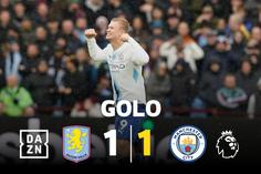 Haaland aparece para cabecear e empatar tudo no Villa Park