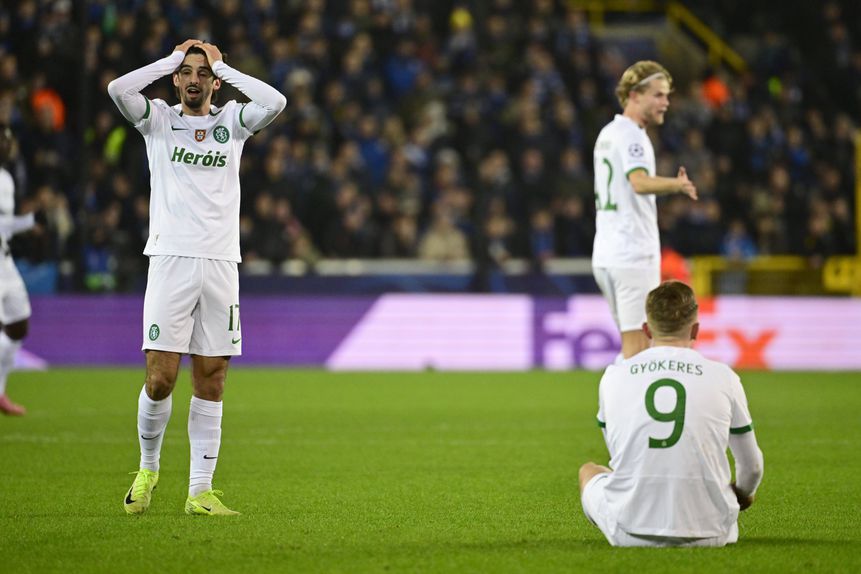 Sporting saiu derrotado de Brugge, em dezembro passado. Foto: IMAGO