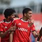Festa de Francisco Silva após apontar um hat trick pelo Benfica na Youth League (Foto: Miguel Lopes)
