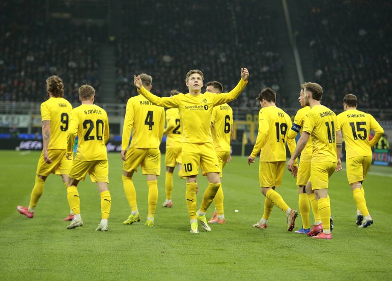 Bodo/Glimt-Inter (5-2 no agregado, em 2026) - €610,2M de diferença - duas vitórias aos italianos por 3-1 e 2-1 em Milão