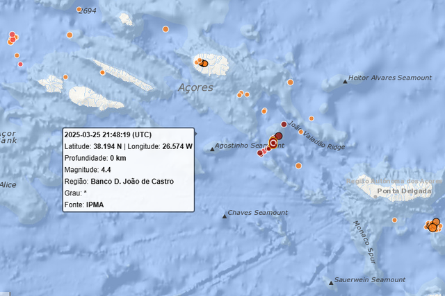 Açores: sismo sentido nas ilhas da Terceira e de São Miguel