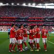 Jogadores do Benfica festejam golo de Barreiro ao Moreirense - Foto: Filipe Amorim/LUSA