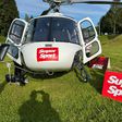 Helicóptero estava à espera num local entre três estádios (Foto: SweeperPod/X)