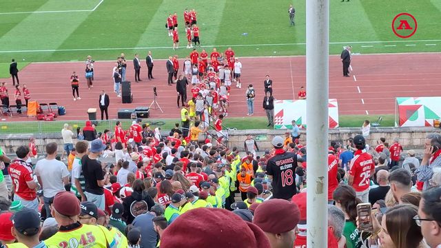 As imagens da equipa do Benfica a subir a escadaria do Jamor
