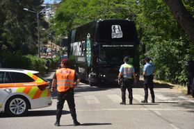 O momento da chegada do Sporting ao Jamor