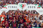 Festa rija do Torreense após a inédita conquista da Taça de Portugal, diante do Sporting — Foto: LUSA