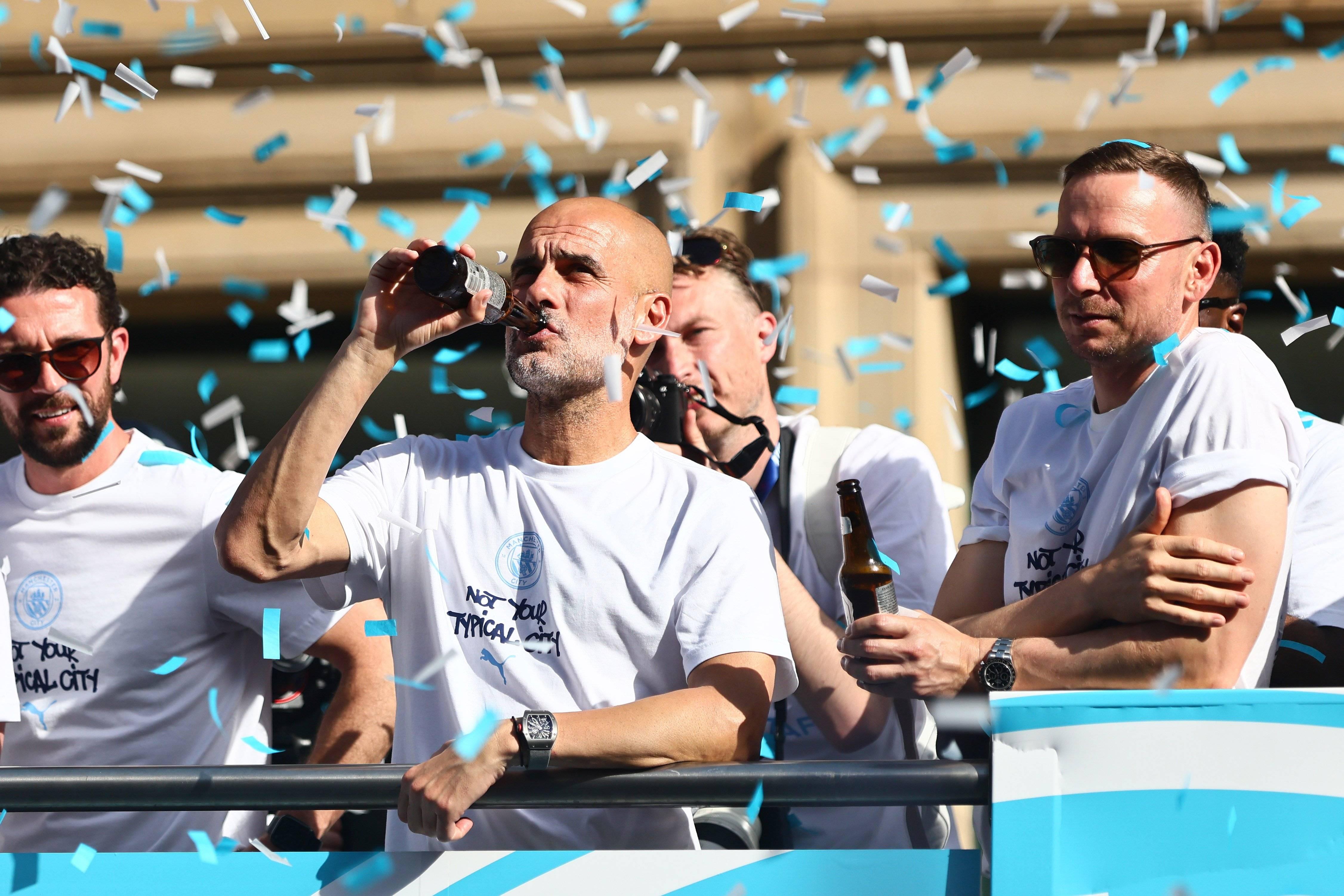 Pep Guardiola na festa em Manchester - Foto: Imago