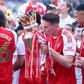 Viktor Gyokeres nos festejos da conquista da Premier League pelo Arsenal