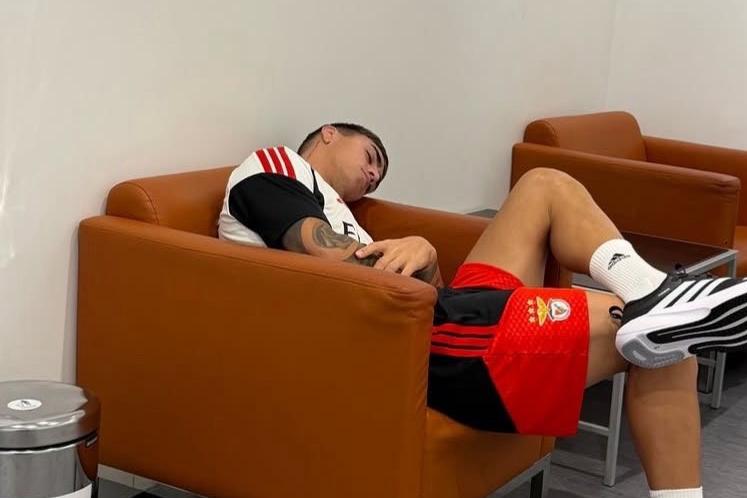 Enzo Barrenechea adormeceu no arranque dos trabalhos do Benfica