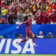 Cristiano Ronaldo a celebrar diante do Uzbequistão