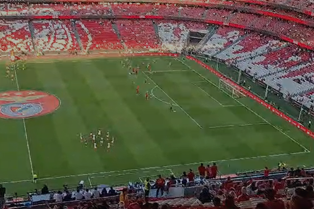 A reação dos adeptos nas bancadas ao anúncio da equipa do Benfica