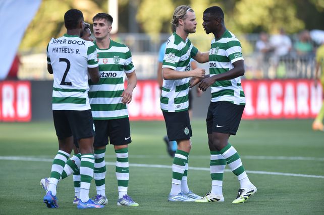 Morten Hjulmand a celebrar o único golo do jogo