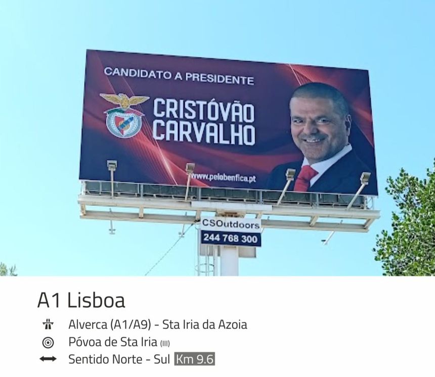 Campanha de Cristóvão Carvalho em 'outdoors' na A1 e A2 Foto: Instagram Cristóvão Carvalho