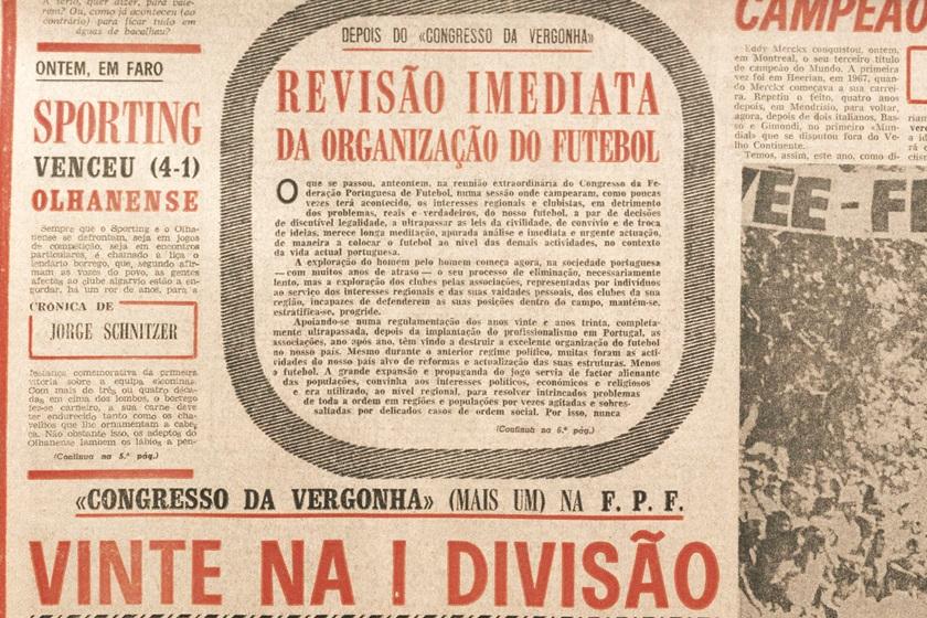 Zoom da primeira página de A BOLA a 26 de agosto de 1974