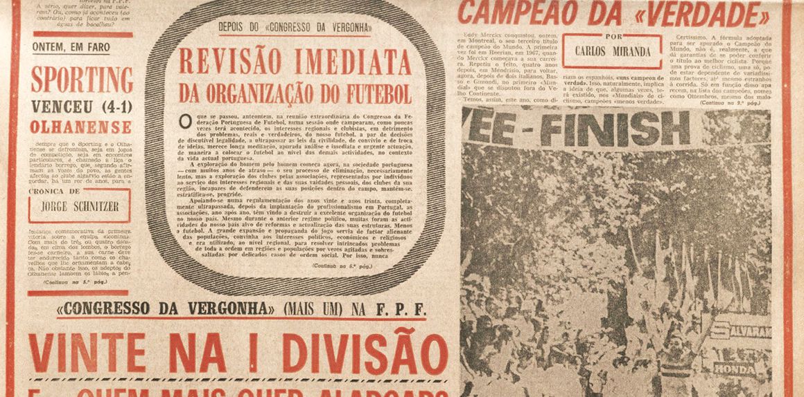 Zoom da primeira página de A BOLA a 26 de agosto de 1974
