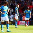 João Gomes e os colegas de equipa em campo durante o Bournemouth-Wolverhampton, na 2ª jornada da Premier League.