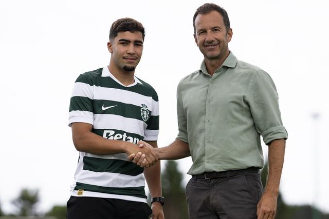 Moncef Zekri com o presidente leonino, Frederico Varandas - Foto: Sporting CP