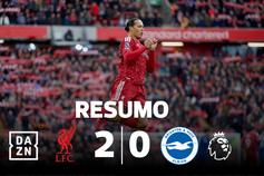 Dois golpes bastam: Liverpool derruba Brighton e aproxima-se do topo (resumo)