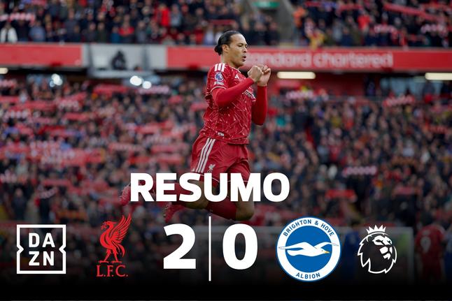 Dois golpes bastam: Liverpool derruba Brighton e aproxima-se do topo (resumo)
