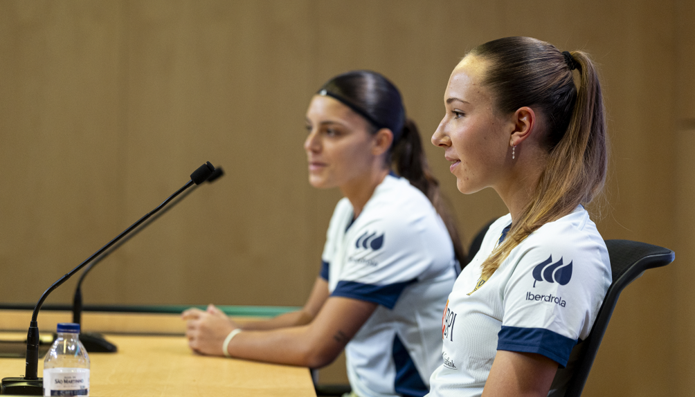 Érica Cancelinha e Inês Meninas poderão cumprir a primeira internacionalização por Portugal no duplo compromisso frente aos Países Baixos e ao Brasil. Foto: Federação Portuguesa de Futebol