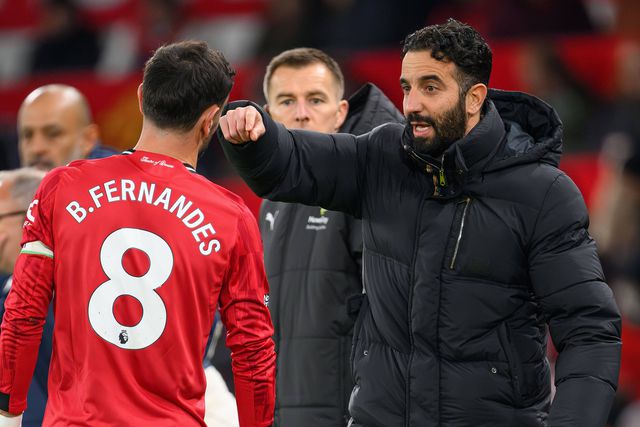 Bruno Fernandes à conversa com Ruben Amorim