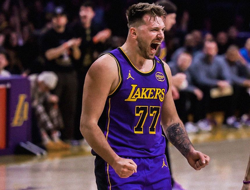 Luka Doncic a celebrar (LA Lakers/X)