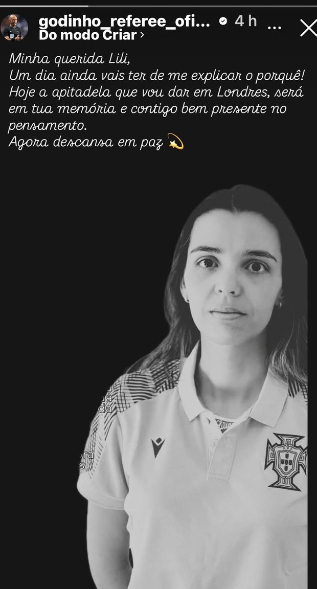 Publicação de Luís Godinho acerca da morte de Liliana Coelho