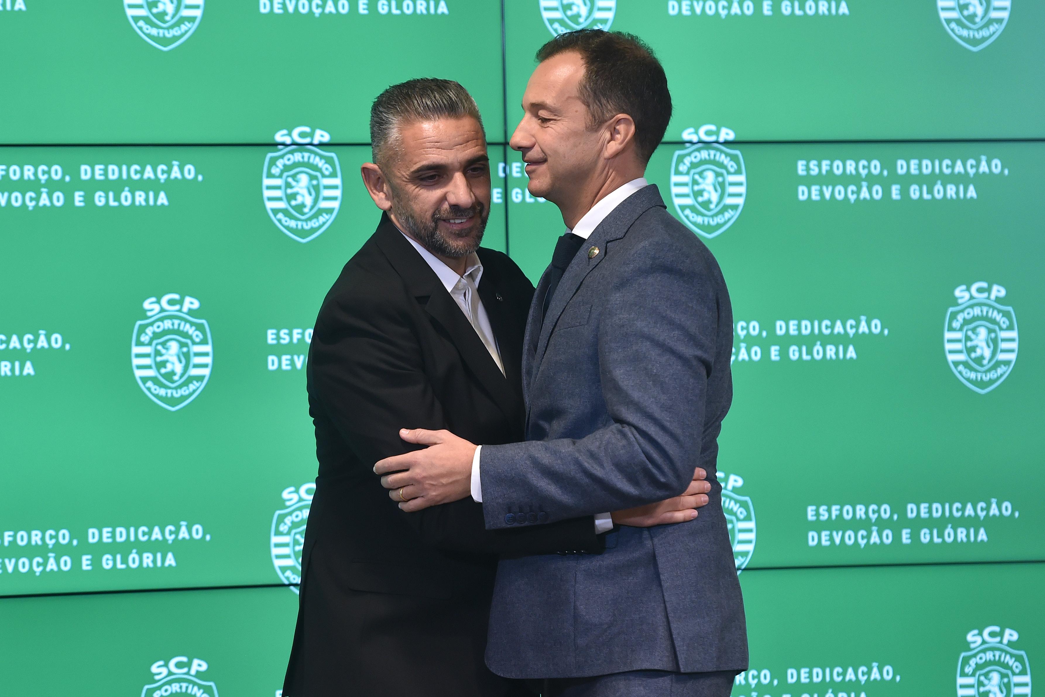 Treinador e presidente do Sporting, Rui Borges e Frederico Varandas - Foto: Miguel Nunes