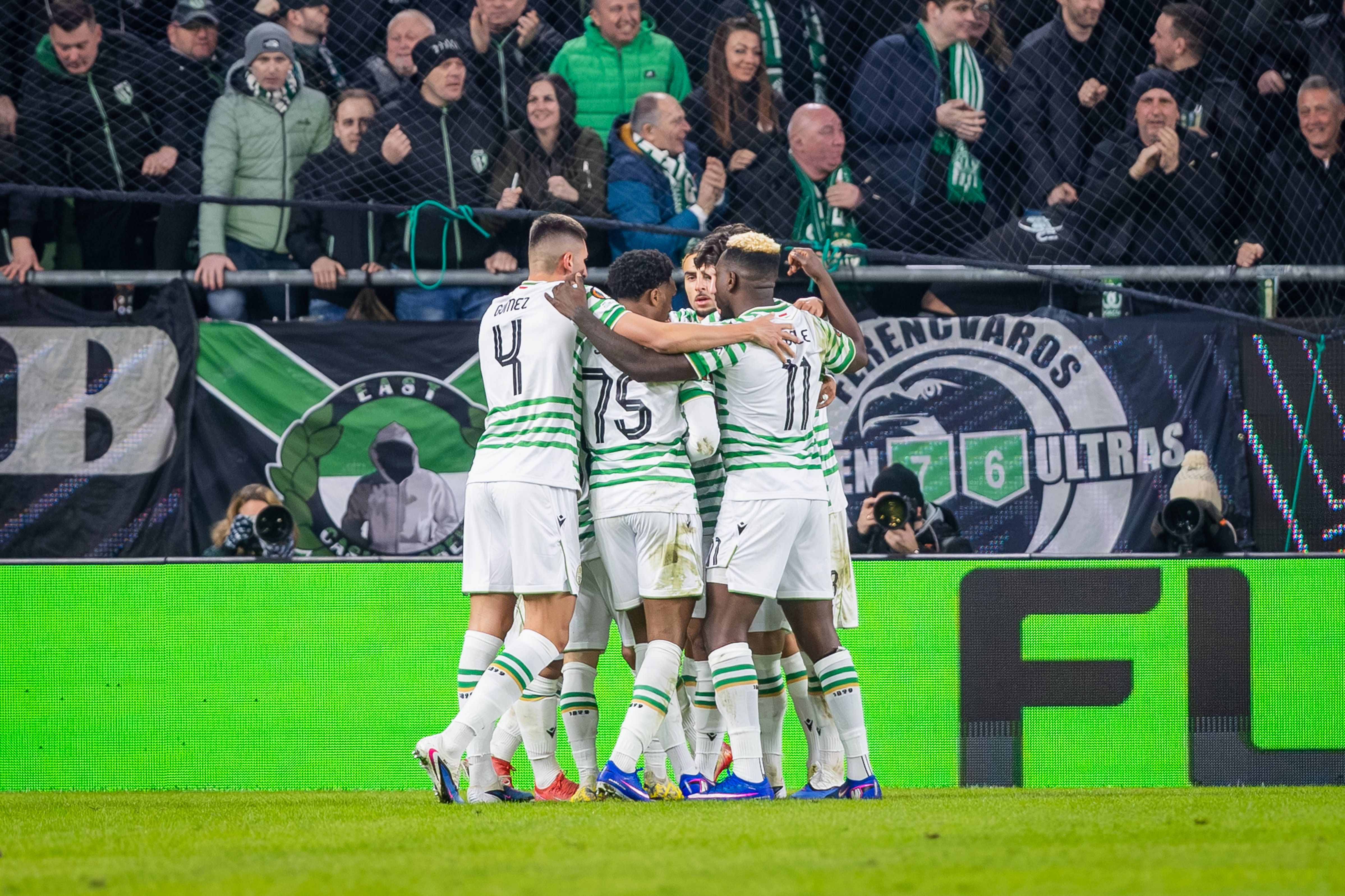 Jogadores do Ferencváros a festejarem o 2-0 ao Ludogorets