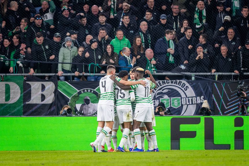 Jogadores do Ferencváros a festejarem o 2-0 ao Ludogorets