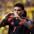Luis Díaz a celebrar mais um golo pela Colômbia