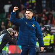 Cristiano Ronaldo a celebrar o apuramento de Portugal para a final four da Liga das Nações