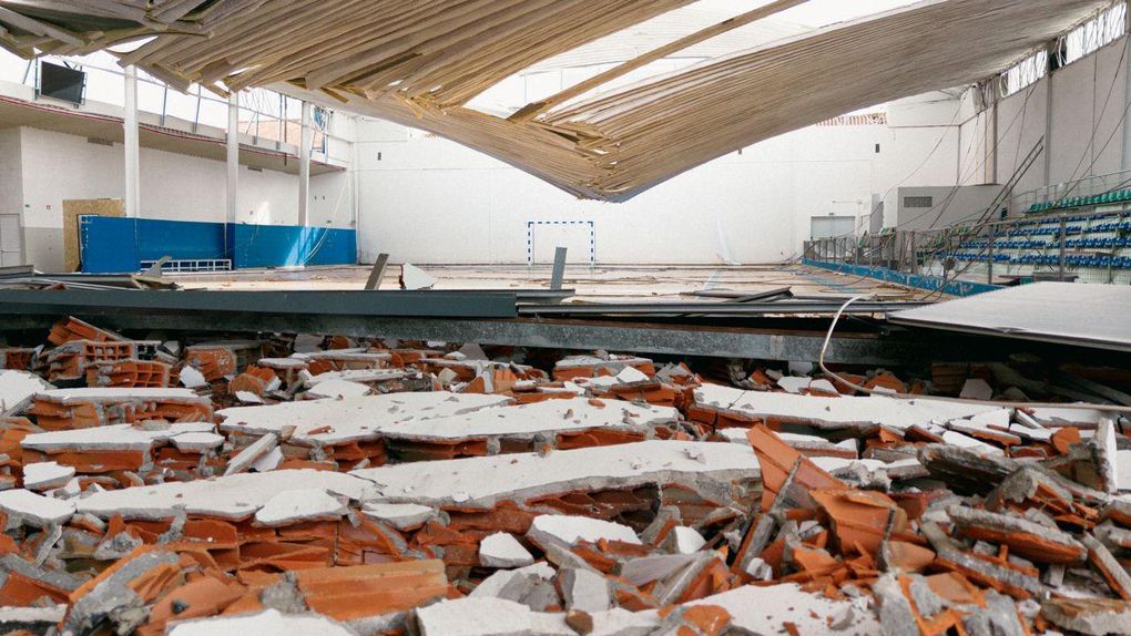 O pavilhão do Amarense ficou completamente destrúido