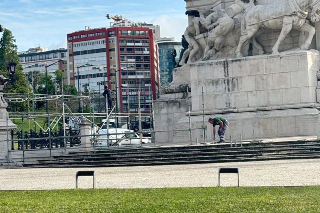 Já se prepara a festa do Sporting no Marquês de Pombal