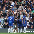 Festejos dos jogadores do Chelsea frente ao Everton