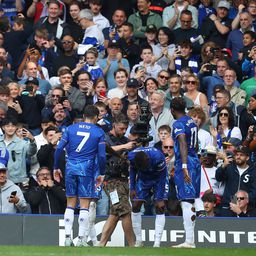Festejos dos jogadores do Chelsea frente ao Everton