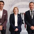 Helena Pires, CEO da Federação Portuguesa de Futebol, ladeada por Rui Costa e Frederico Varandas - Foto: FPF