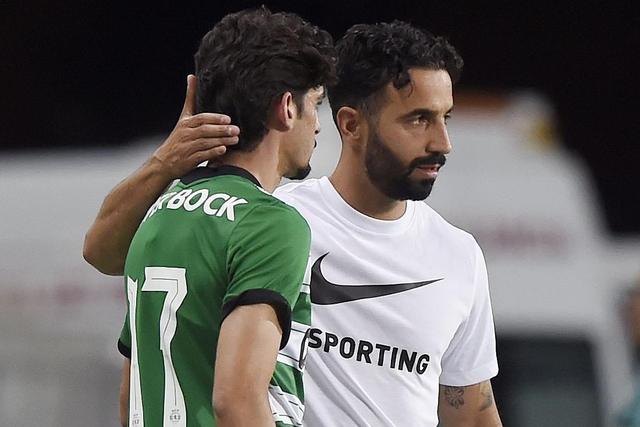 Amorim quando treinava o Sporting, com Trincão - Foto: A BOLA
