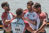 Equipa portuguesa de canoagem K4 composta por Gustavo Gonçalves, João Ribeiro, Messias Baptista e Pedro Casinha, conquista medalha de ouro nos Europeus de canoagem da Chéquia em 2025. Foto Federação Portuguesa de Canoagem