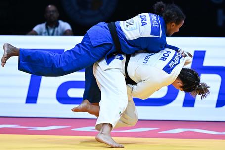 Patrícia Sampaio (judo) nos Mundias de Budapeste de 2025. Foto de Kulumbegashvili Tamara