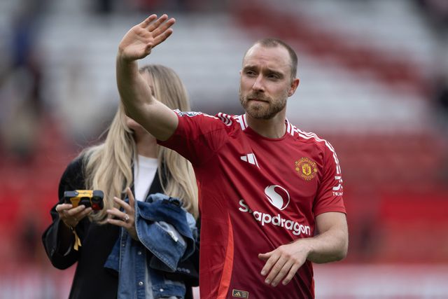 Christian Eriksen, jogador do Manchester United, em Old Trafford