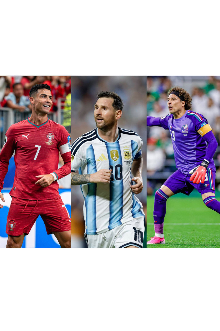 Cristiano Ronaldo, Lionel Messi e Memo Ochoa fizeram história ao participarem em seis Mundiais, algo que nunca ninguém tinha atingido