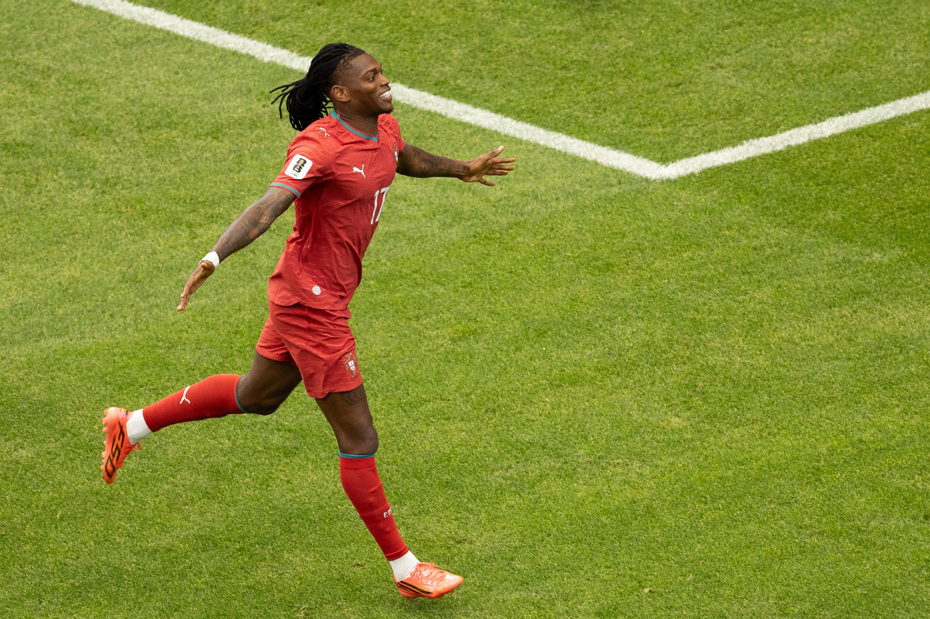 Rafael Leão marcou frente ao Uzbequistão