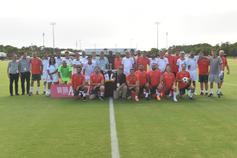 Jogo entre elementos da comunicação social e staff da FPF (foto: Miguel Nunes)