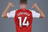 Viktor Gyokeres com o número 14, de Thierry Henry
