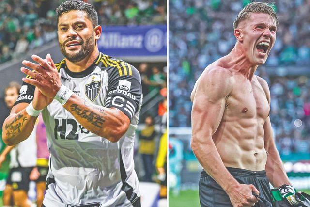 Hulk, 39 anos, avançado do Atlético Mineiro, e Gyokeres, 27 anos, goleador que trocou o Sporting pelo Arsenal