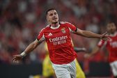 Franjo Ivanovic, avançado croata de 21 anos, tem a bola controlada e prepara-se para mais um lance ofensivo do Benfica na receção ao Tondela, jogo da 3.ª jornada da Liga realizado a 23 de agosto
